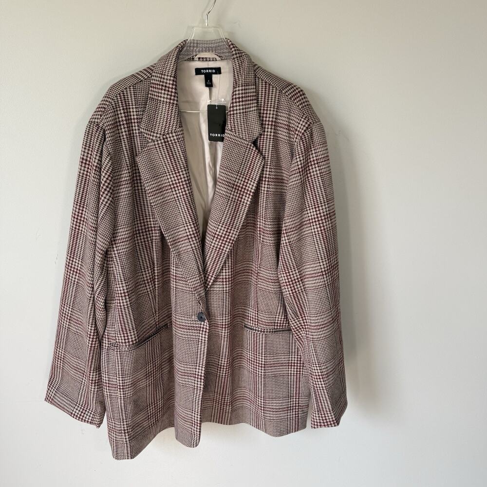 TORRID Woman's Jacquard Stretch Blazer Houndstooth Plaid Size 4X Career New - Picture 6 of 6